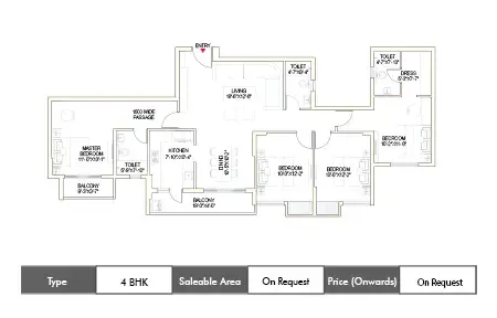 DTC Still Waters 4 BHK floor plan, sq ft carpet area